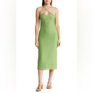 NWOT Top Shop Lace Halter Midi Dress in Green